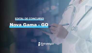 Capa de divulgações sobre o concurso público para médicos de Nova Gama