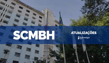 fachada Santa Casa de Belo Horizonte (SCMBH), com faixa azul e texto "atualizações residência médica 2024"