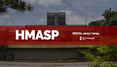Fachada do Hospital Militar de Área de São Paulo, com faixa vermelha e texto "residência médica 2023/2024"