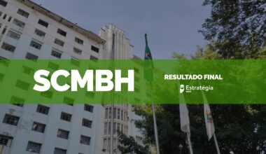 fachada Santa Casa de Belo Horizonte (SCMBH), com faixa azul e texto "resultado final residência médica 2024"